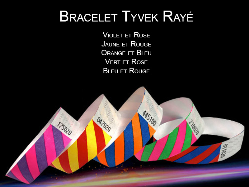 Couleur bracelet tyvek ray deux couleurs