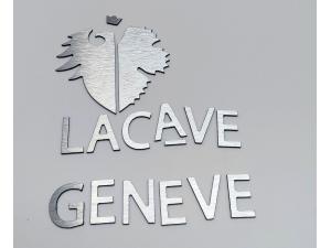 D�coupe lettrage Dibond finition Aluminium bross� pour La Cave de Gen�ve SA � Satigny