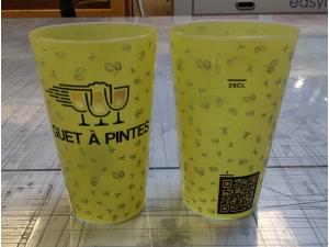 Gobelet reutilisable plastique impression quadri 25/33 cl pour Guet � Pinte S�rl � V�troz