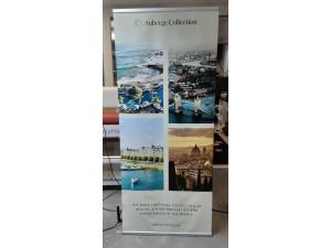L-banner simple face personnalis� client avec impression en couleurs pour BASTION MANAGEMENT SARL THE WOODWARD � GENEVE
