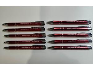 Stylo bille rouge en aluminium avec marquage par gravue laser sur le corps du produit pour JuriFidu � lausanne
