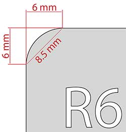 Dcoupe angle carterie Rayon 6 mm