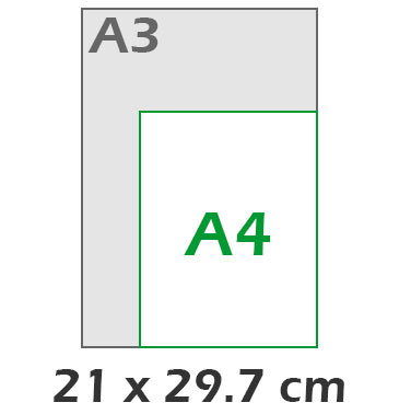 A4 Vertical 21x29.7 cm
