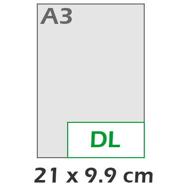 DL 1/3 de A4 Horizontal 21x9.9 cm
