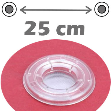 Fixation : Oeillets polycarbonate tous les 25 cm